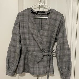 Zara plaid wrap top